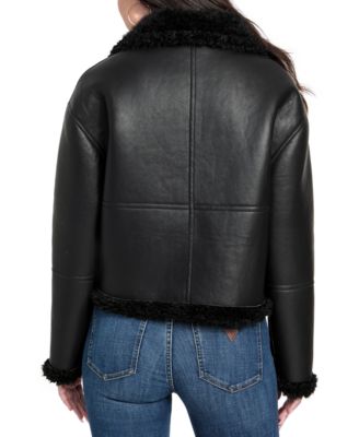 Women's Stand-Collar Faux-Shearling Coat