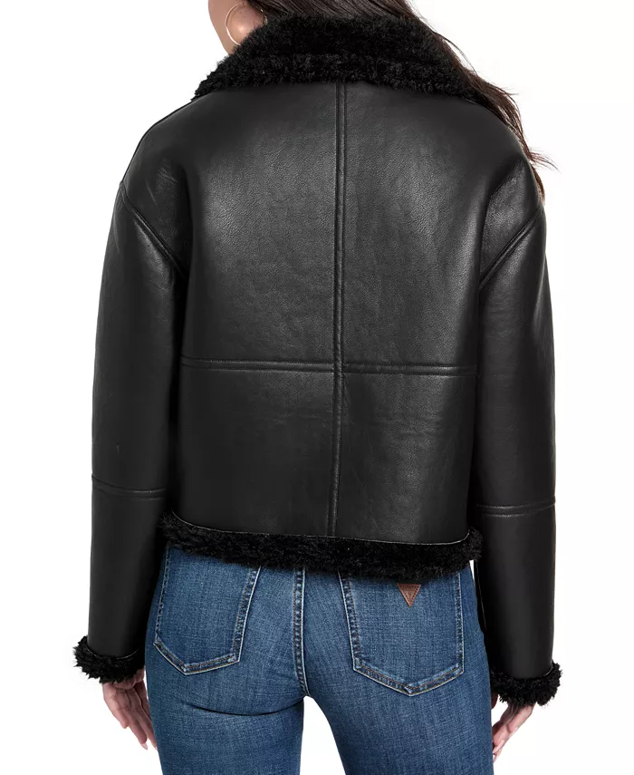 Women's Stand-Collar Faux-Shearling Coat - thumbnail 2
