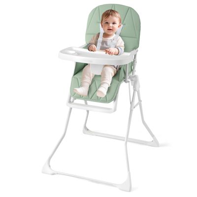 Toddler Easy Clean Compact Highchair with Removable Adjustable Tray and PU Seat Cushion