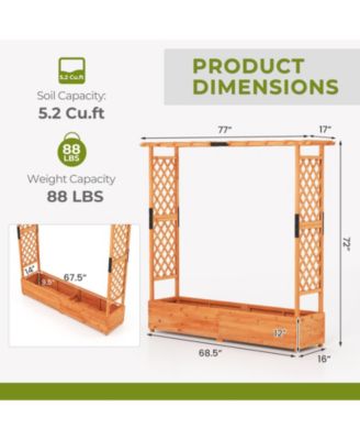 Raised Garden Bed with Arch Trellis and Hanging Roof