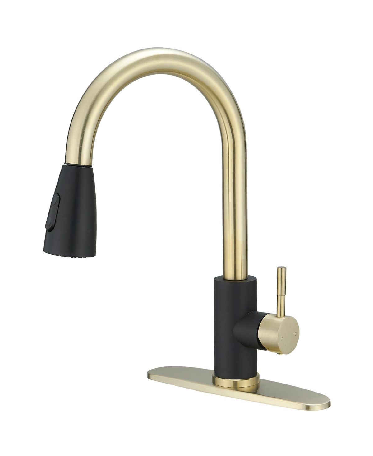 Single-Handle Pull-Out Sprayer Kitchen Faucet with Supply Lines in Matte Black and Brushed Nickel - Brushed gold