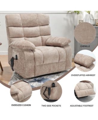 Lift Recliner Chair Heat Massage Dual Motor Infinite Position Up to 350 LBS Large Electric Power Lift Recliners with Power-Remote, Medium-firm and Heavy duty