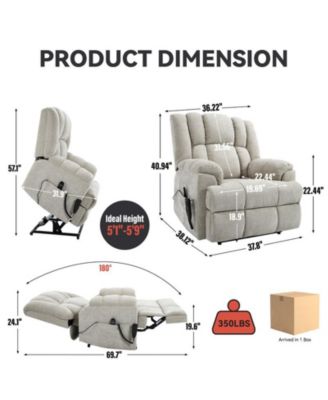 Dual Motor Heat Massage Power Lift Recliner Chair, Up to 350 lbs, Medium-Firm, Heavy-Duty with Power Remote