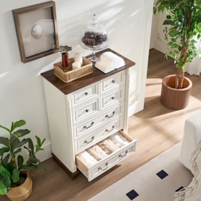 CASAINC 7 Drawer Bathrooom Cabinet Chest with Wooden Base and Riser Trim