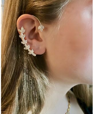 Floral Crawler Slip On CZ Earring