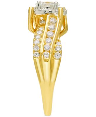 Diamond Oval Halo Multi-Row Engagement Ring (1 ct. t.w.) in 14k Two-Tone Gold