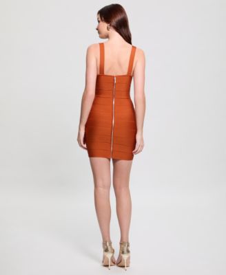Women's Solid Square-Neck Short Bodycon Dress