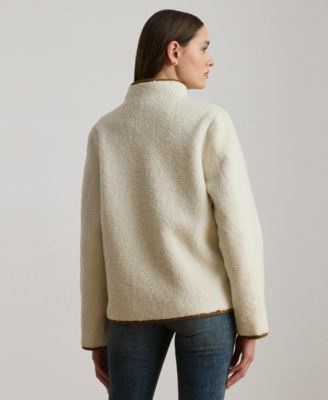 Women's Faux-Suede-Trim Fleece Jacket