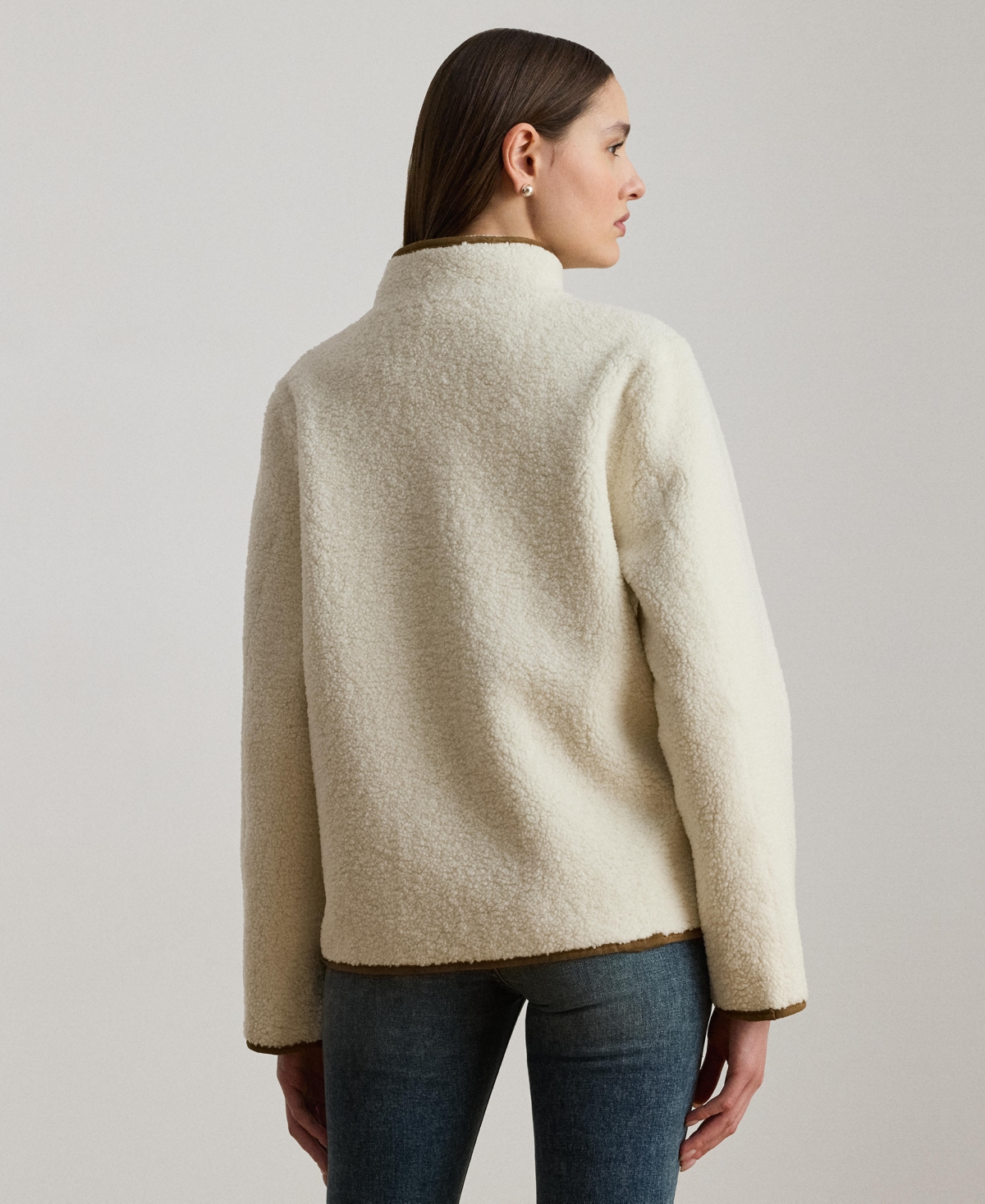 Ralph Lauren Faux-shearling Funnelneck Coat In Neutral