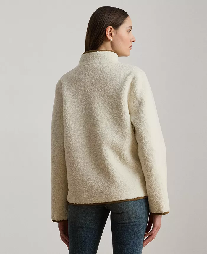 Women's Faux-Suede-Trim Fleece Jacket - thumbnail 2