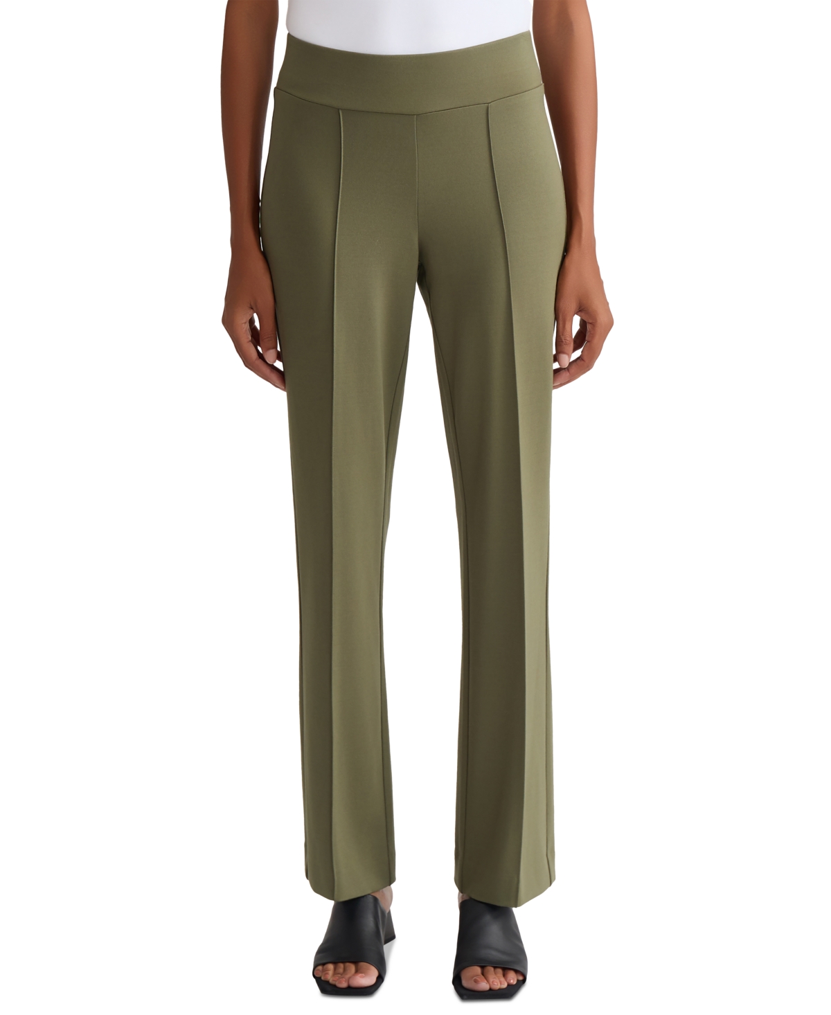 Petite Pintucked Pull-On Knit Pants - Jasper Green