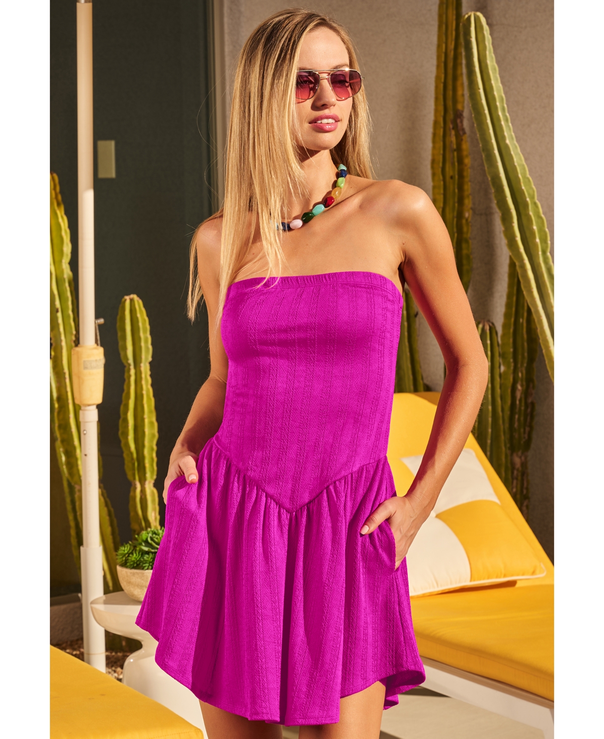 Becca Palma Strapless Cover-up Minidress In Pink