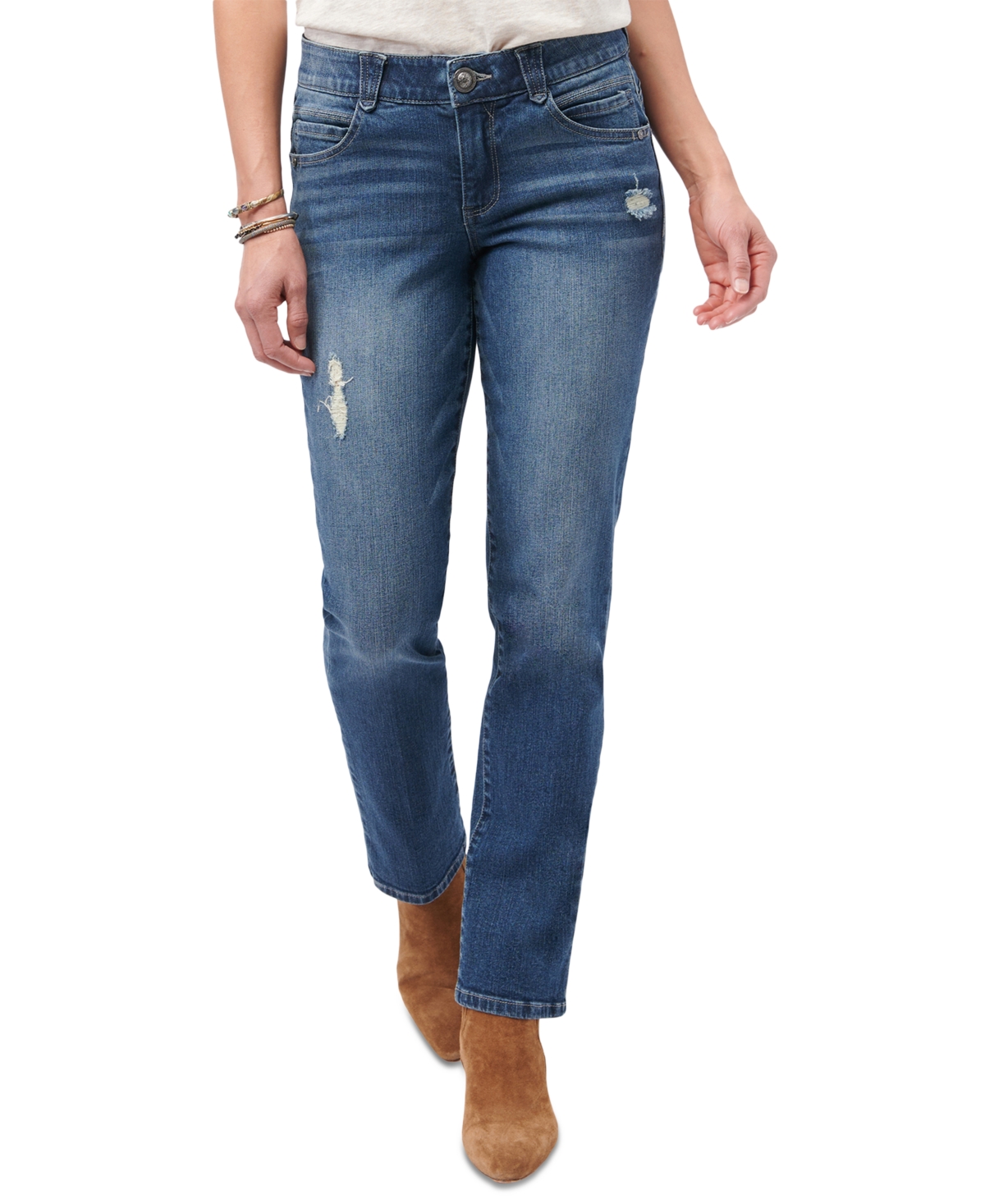 Petite "Ab"solution High-Rise Straight-Leg Jeans - Blue Vinta