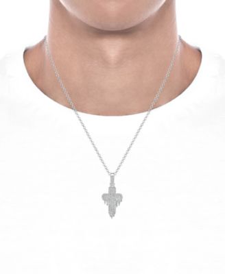 Men's Diamond Cluster Cross 22" Pendant Necklace (1 ct. t.w.) in 10k White Gold