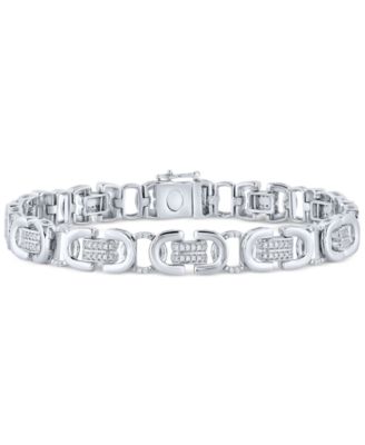 Macy's - Men's Diamond Pav&eacute; U Link Bracelet (1 ct. t.w.) in Sterling Silver