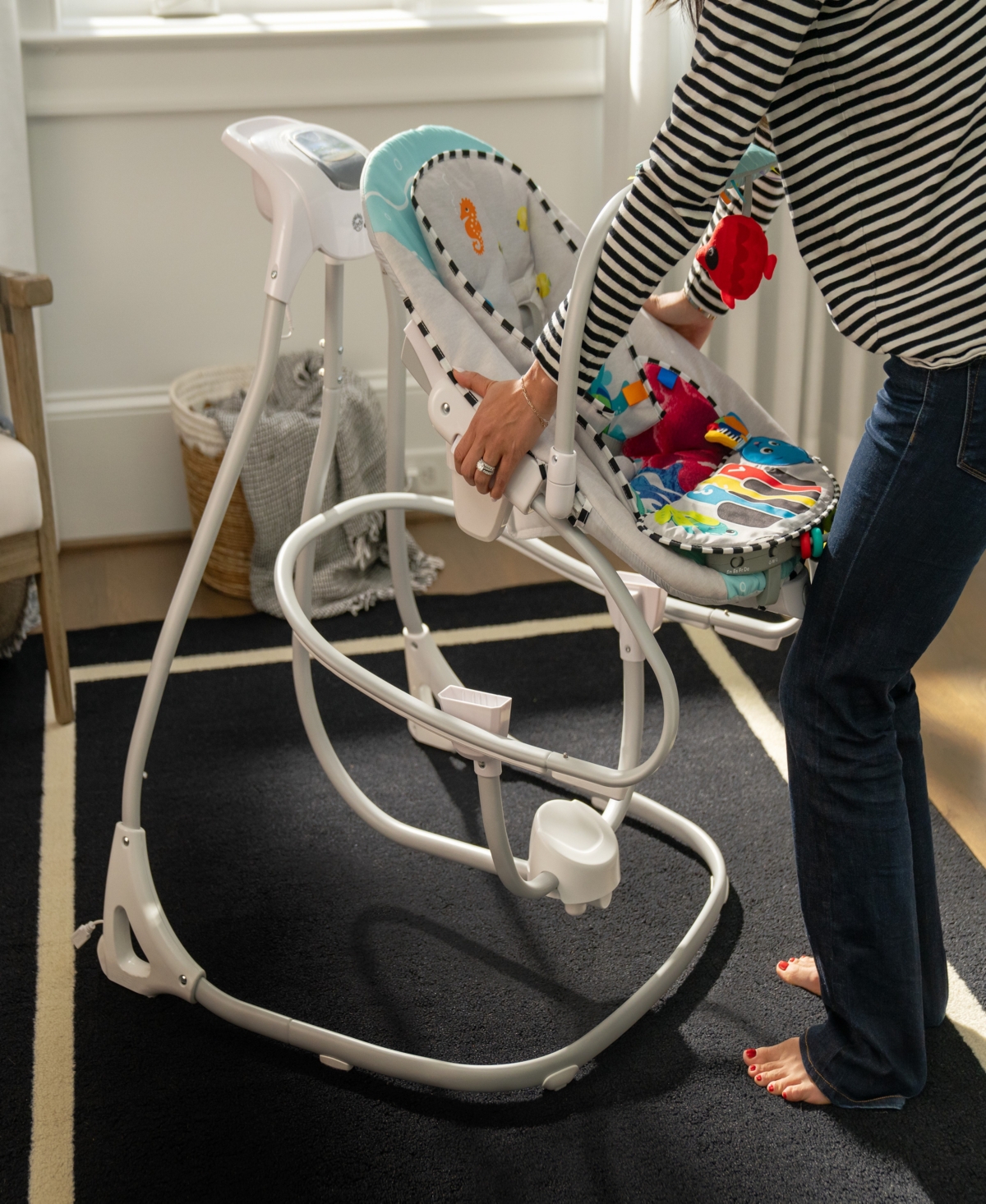 Baby Einstein Infant Ocean Explorers Kick To It 4-in-1 Musical Swing Rocker