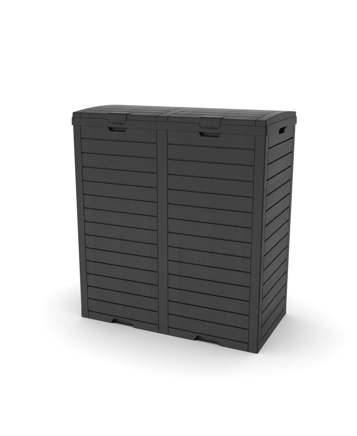 62 Gal Outdoor Resin Trash Bins with Dual Compartment,Lid and Drip Tray - Black