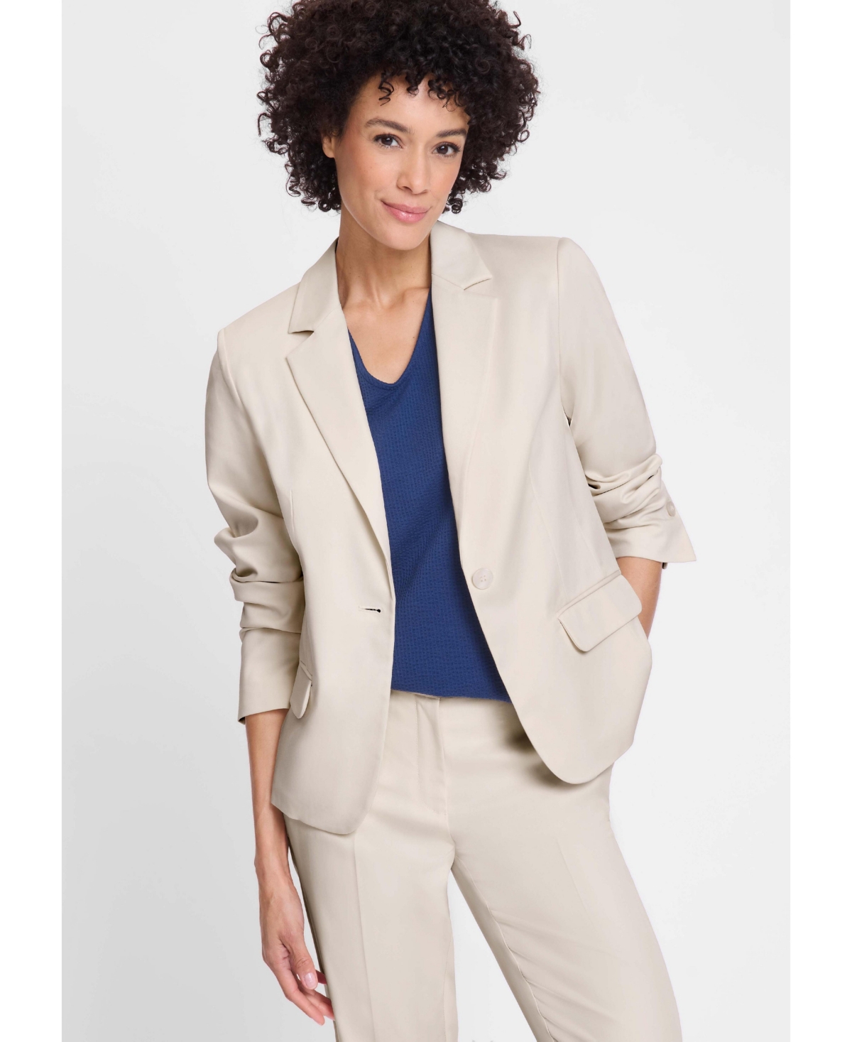 Women's Cotton Sateen Blazer - Caffe latte