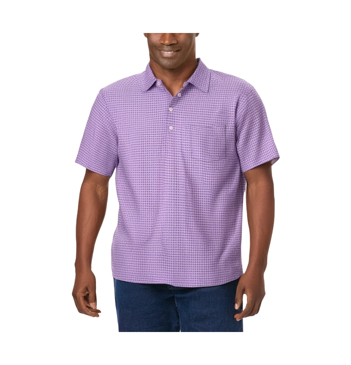 Big & Tall Lightweight Jersey Polo - Purple diamond