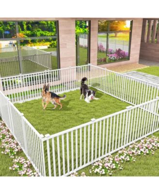 2 Piece Vinyl Picket Fence Set for Garden and Yard Decoration