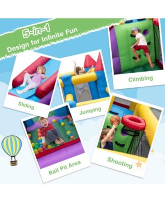 5-in-1 Inflatable Bounce House with 735W Blower and 50 Ocean Balls
