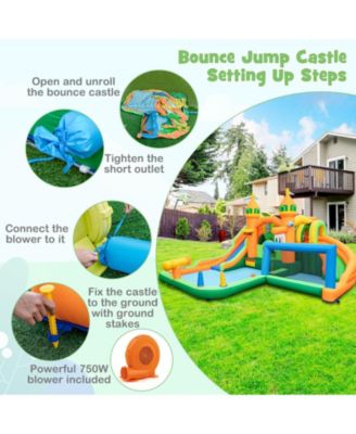 Kids Inflatable Water Slide with Soccer Gate and 750W Blower