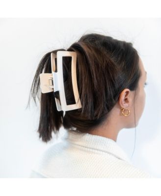 Extra Large Rectangular Claw Clip - Cream