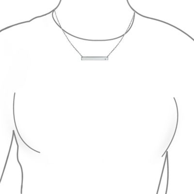 Horizontal Sideway Inspirational Flat Bar Name Plated Pendant Necklace .925 Sterling Silver Crystal Accent