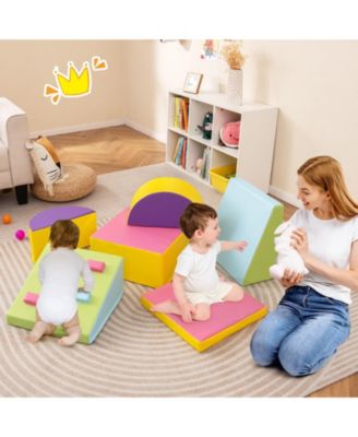 Kids 6-Piece Foam Climbing Blocks with Hook and Loop Fasteners