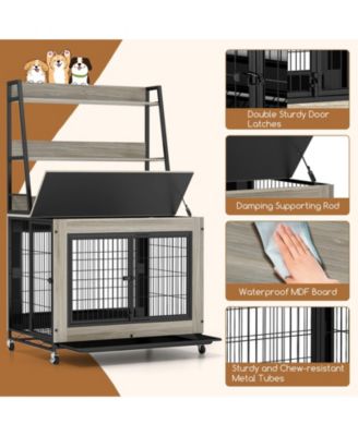 Industrial Dog Kennel Dog Crate Furniture with Storage Shelves