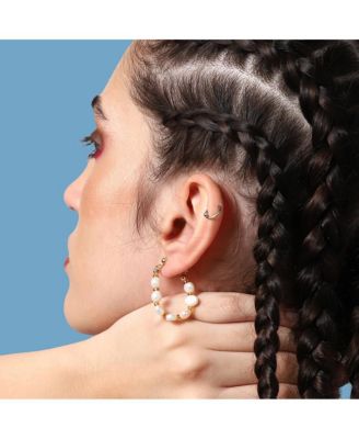 Women's Gold Snowball Teardrop Drop Earrings