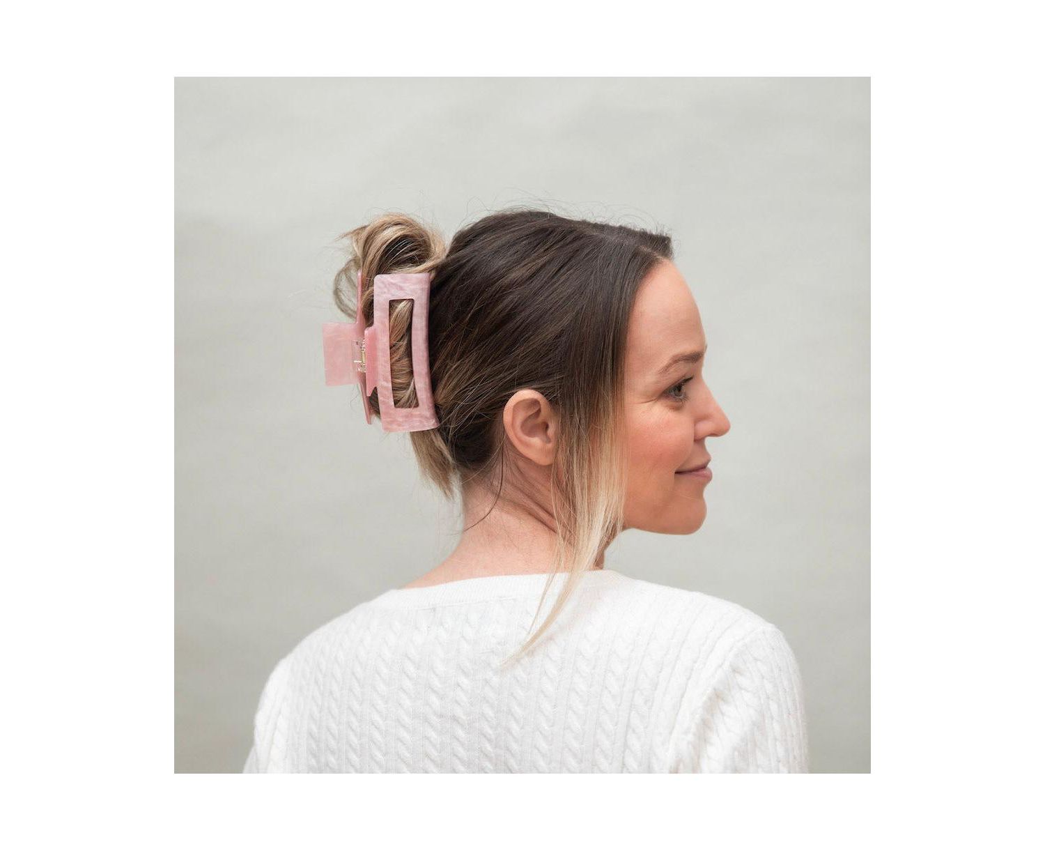 Large Rectangle Claw Clip - Pink