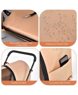 4-in-1 Double Pet Stroller with Detachable Carrier and Travel Carriage