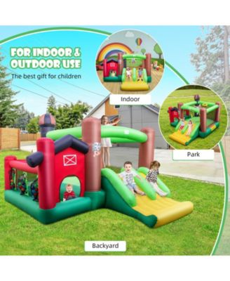 6-in-1 Inflatable Bounce House with Double Slides without 735W Blower