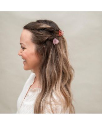  Mini Heart Clip Set - Red + Pink