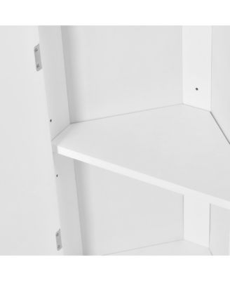 CASAINC 66.9"H Tall P2-Grade MDF 2 Doors, Adjustable Shelves, Multi-Functional Storage Corner Cabinet