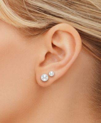 2-Pc. Set Cultured Freshwater Pearl (5 & 7mm) Stud Earrings in 14k Gold