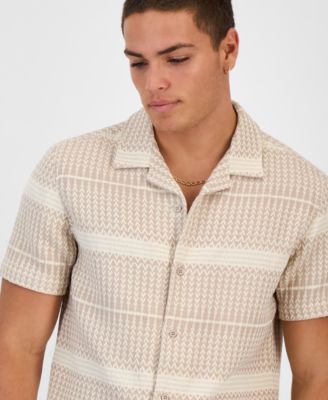 Men's Arrow Jacquard Short Sleeve Button-Up Shirt