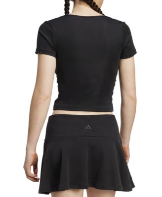 Women's Surplice-Neck Three-Stripes Short-Sleeve T-Shirt 