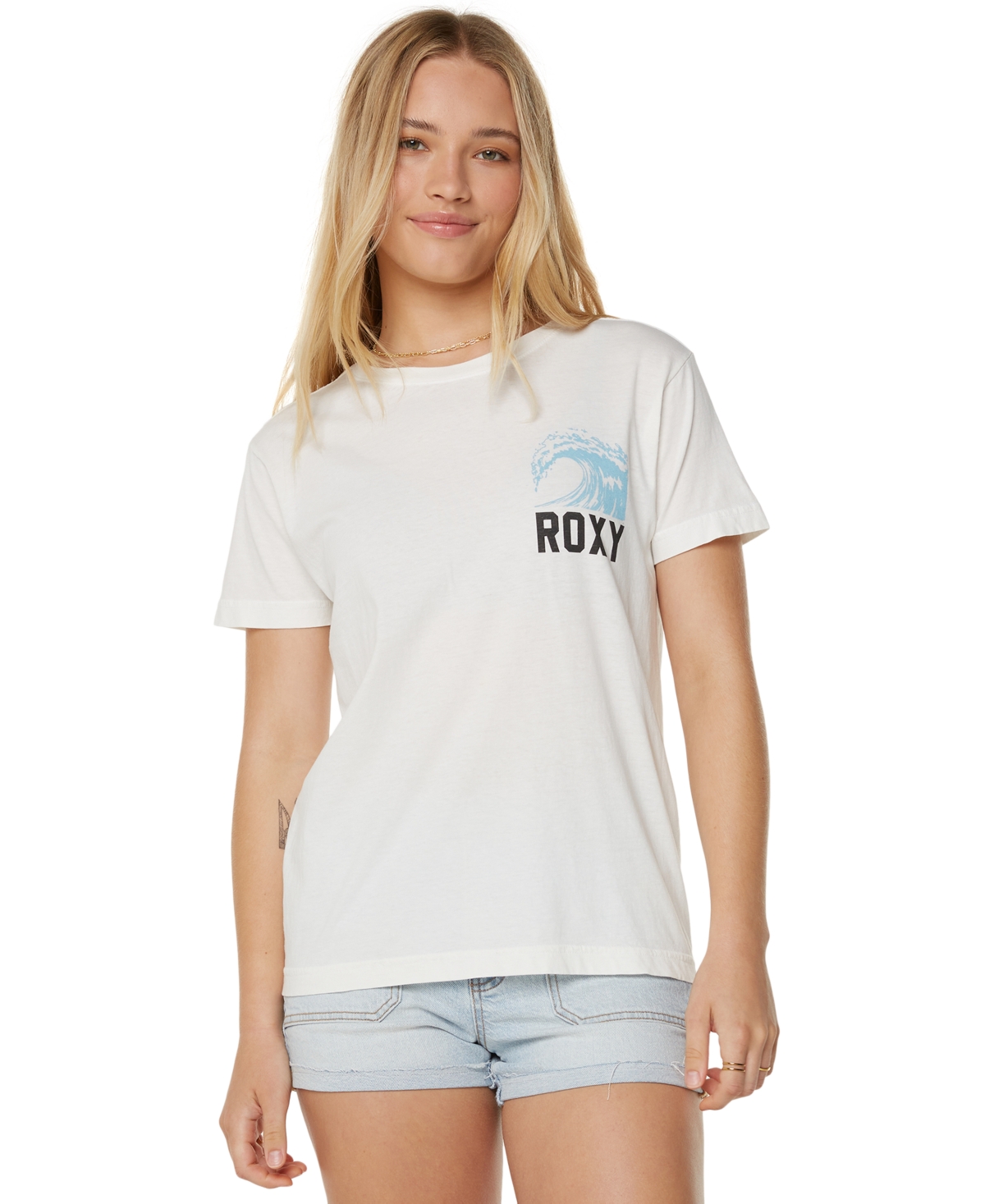 Juniors' Adventures In Paradise Cotton T-Shirt - Bright White Adventure In Paradise