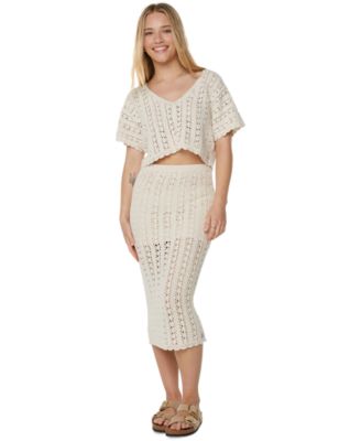 Roxy - Juniors' Sea Swirl Crochet Midi Skirt