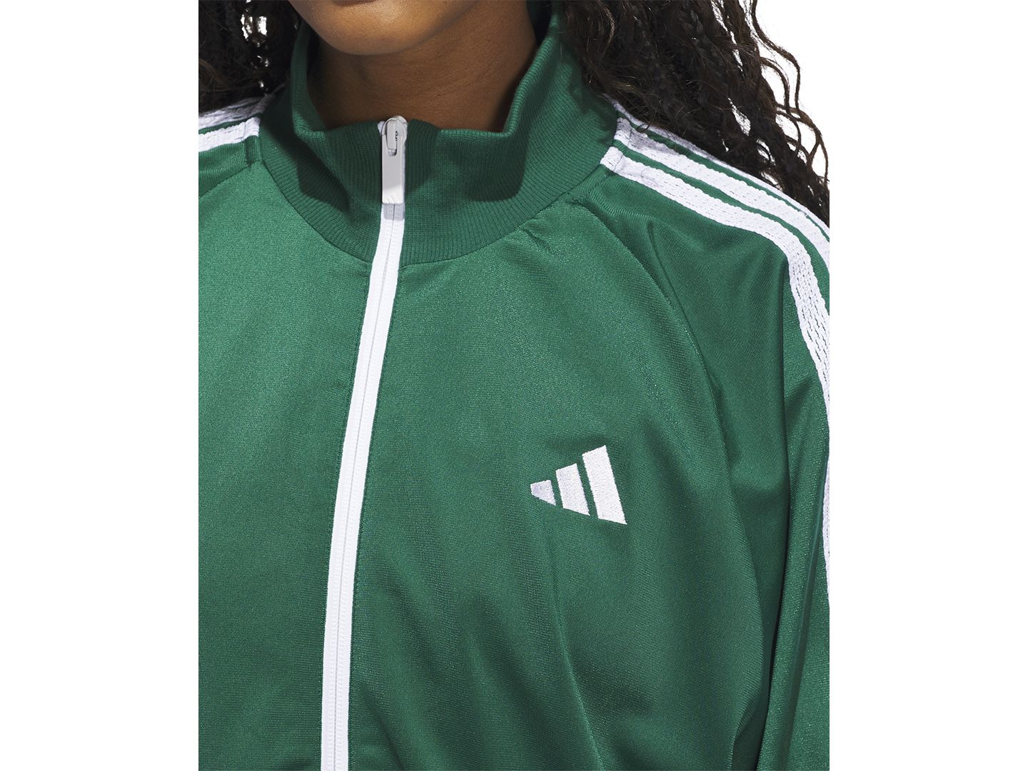 Женская куртка adidas Zip-Front Long-Sleeve Logo Track Jacket, цвет: Зелёный — фото 4