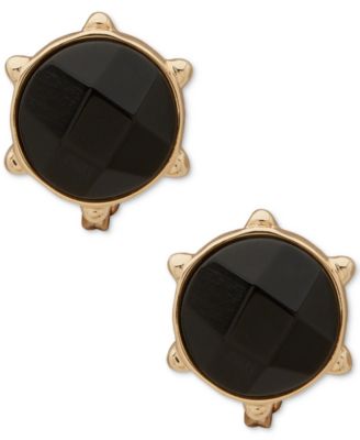 Anne Klein - Gold-Tone Jet Nailhead Comfort Clip On Earrings