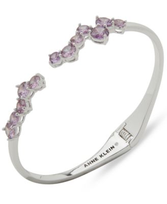 Anne Klein - Silver-Tone Purple Stone Cluster Cuff Bracelet