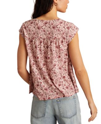 Women's Floral Smocked Tassel-Tie Top