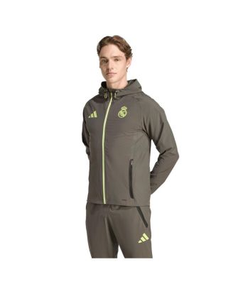 adidas - Men's Olive Real Madrid 2025/26 Tiro Vis Tech Travel Jacket