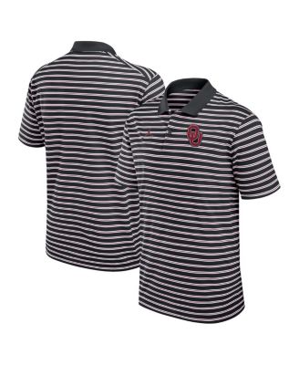 Jordan - Men's Black/White Oklahoma Sooners Primetime Victory Striped Performance Polo Shirt