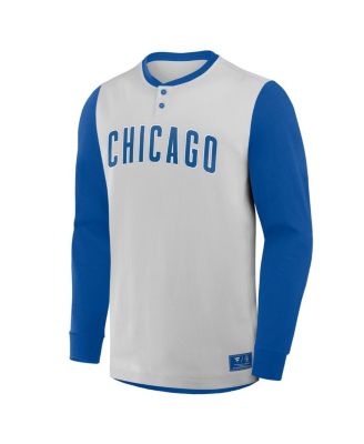 Men's Gray/Royal Chicago Cubs Clubhouse Long Sleeve Henley Shirt
