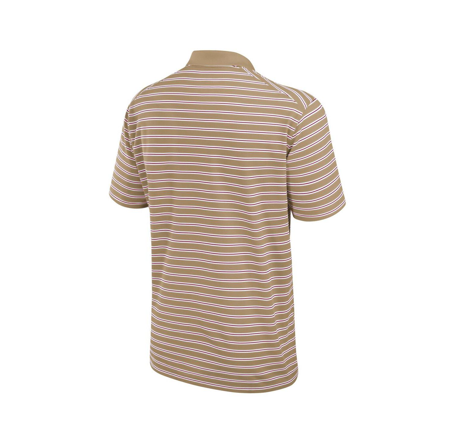 Men's Tan/White Oklahoma Sooners Primetime Victory Striped Polo Shirt
