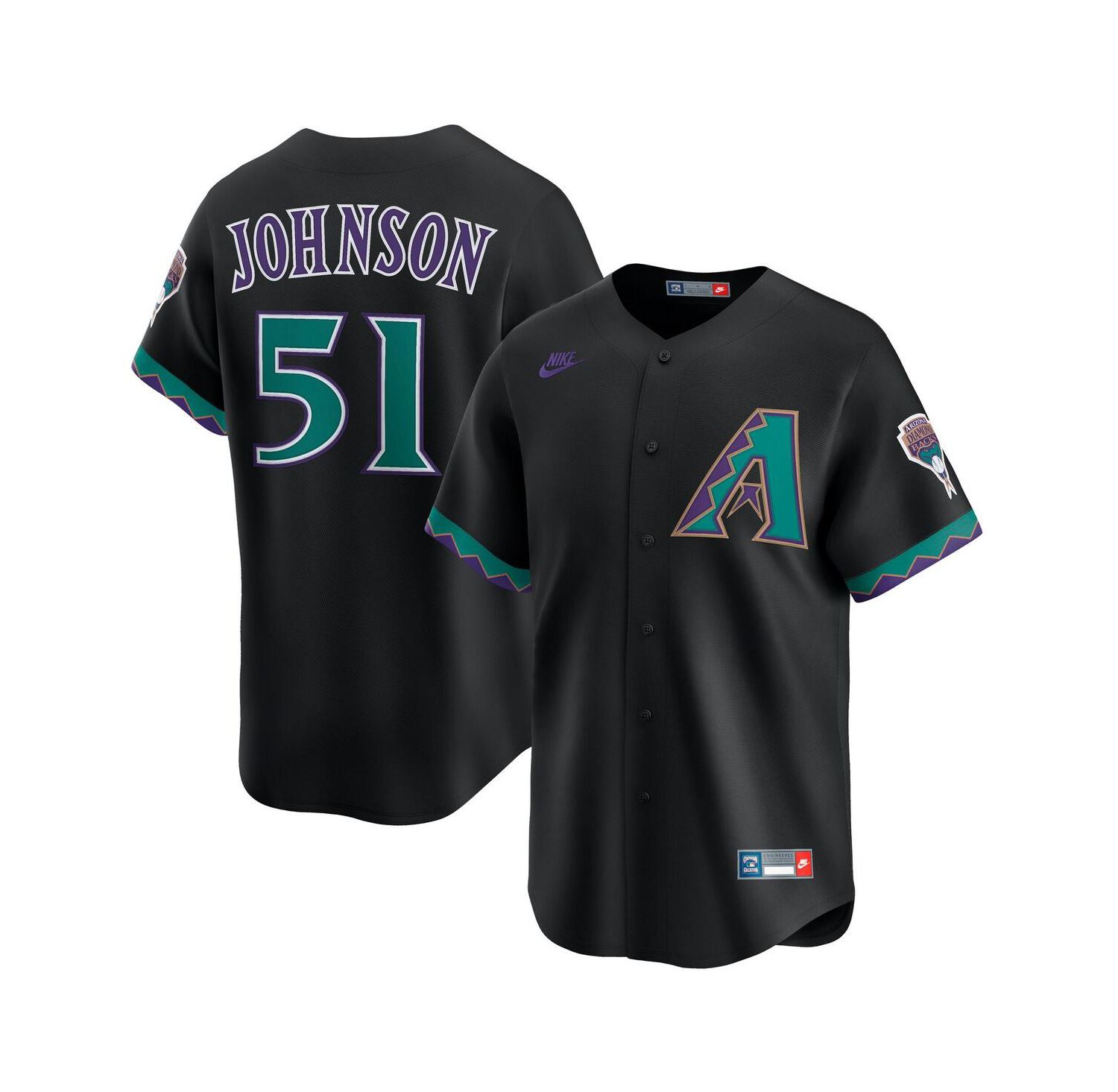 Men's Randy Johnson Black Arizona Diamondbacks Throwback Cooperstown Collection Limited Jersey